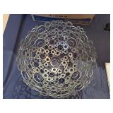 American Metalcraft Ring Design Silver Metal Art Bowl 19" Diameter x 10" Tall