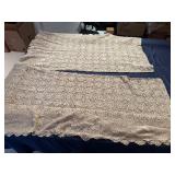 Beautiful Vintage Cream and Beige Hand Crotched Tablecloths (Cream - ~60" x 114", Beige - ~ 64" x 124"
