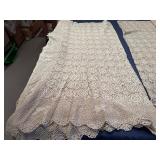 Beautiful Vintage Cream and Beige Hand Crotched Tablecloths (Cream - ~60" x 114", Beige - ~ 64" x 124"