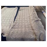 Beautiful Vintage Cream and Beige Hand Crotched Tablecloths (Cream - ~60" x 114", Beige - ~ 64" x 124"