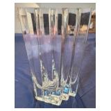 Unique Glass Vase 7.5" x 5 x 11" Tall. Notches Make Flower Arranging a Breeze!