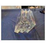 Unique Glass Vase 7.5" x 5 x 11" Tall. Notches Make Flower Arranging a Breeze!