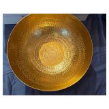 Decorative Hammered Gold Colored Metal Bowl (15.5" Diameter) Includes Two Black Liners