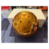 Decorative Hammered Gold Colored Metal Bowl (15.5" Diameter) Includes Two Black Liners