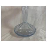 Murano Clear Glass Blue Speckled Ruffle Vase 12" Tall, 7" Base, 9 1/2" Ruffled Top