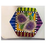 Studio Design Works Hexagonal Hand-Painted Decorative Plate or Platter. 18.5"