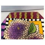Studio Design Works Hexagonal Hand-Painted Decorative Plate or Platter. 18.5"