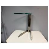 Vintage Mid Century Modern Polished Steel and Glass Table 18" x 11 1/4" x 20"