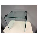 Mid Century Modern Glass Waterfall Side Table 17" x 16" x 16 1/2"