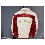 Red/Cream Leather Biker