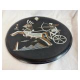 Egyptian-Themed Etched Copper Decorative Wall Plates (Qty 3) 11 1/2", 11 1/2", 9 1/2"