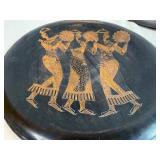 Egyptian-Themed Etched Copper Decorative Wall Plates (Qty 3) 11 1/2", 11 1/2", 9 1/2"
