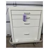 Mobile Locking Medical Supply Cart Rolling Drawer Cabinet Heavy Duty Steel Build Quiet Smooth Drawers Spill-Proof Top + Protective Bumper Easy Rolling Casters #86516