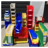 MSRP $1800 HUGE Lot of 90+ AkroBins Stackable Storage Bins Mixed Sizes Heavy Duty Organizer Bins Perfect For garage organization, workshop parts, tools, hardware, craft rooms, resale storage, warehous