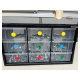 BLACK+DECKER 9-Compartment Parts Organizer Durable, clear, wall-mountable drawers High-impact frame Includes various sized nuts and bolts Keep your workshop sorted with this space-saving, fully-loaded