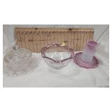 Fenton Burmese Fairy Lamp and Vintage Glasssware