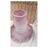 Fenton Burmese Fairy Lamp and Vintage Glasssware
