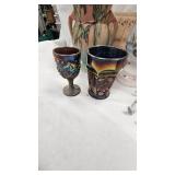 Hand Painted Vase and Micc, Butterfly and Berry Pattern