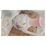 Hand Painted Vase and Micc, Butterfly and Berry Pattern