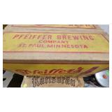 Lot of 2 Beer Cases and Tins as Pictured, Pfeiffers and Karsbrau