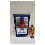 Anheiser Busch Natural Light Sign and Antique Bourban Figure