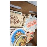 Various Vintage Beer Case Carriers and Coasters