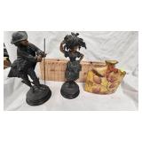French Spelter Figures, Late 19th Century and Vase