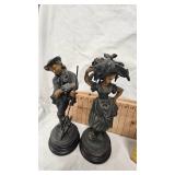French Spelter Figures, Late 19th Century and Vase