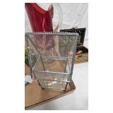 Blue Opalene Candlesticks, Wreath , glass Display, Glass Pitcher