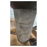 Small Vintage jack, Grease Gun, Pan, Huffman Liquid Oil Dispenser
