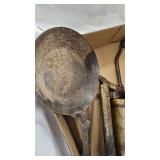 Small Vintage jack, Grease Gun, Pan, Huffman Liquid Oil Dispenser