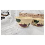 Watts Ware Bowls and Vaseline Glass Creamer