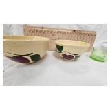 Watts Ware Bowls and Vaseline Glass Creamer