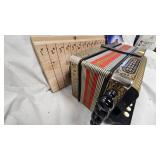 Hohner Pokermark Diotonic Button Accordian, Mid Century