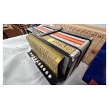 Hohner Pokermark Diotonic Button Accordian, Mid Century