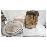 Lot of  2 Round, One Rectangle Enamalware, needs cleaning