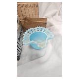 Various Misc and Fenton Glass Blue Satin  Weavebowl
