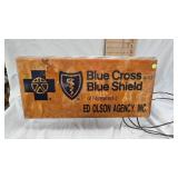 Blue Cross/Blue Shield Advertising Sign-Ed Olson Agency, Litchfield, MN