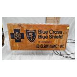 Blue Cross/Blue Shield Advertising Sign-Ed Olson Agency, Litchfield, MN