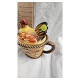 Vintage Ceramic Chicken Teapot, Vintage Art Noveau Style Lamp Base