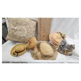 Assorted Vintage Pillow and Hats