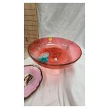 Pink and Rose Cased Vase,Cranberry Glass Pitcher