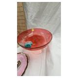 Pink and Rose Cased Vase,Cranberry Glass Pitcher