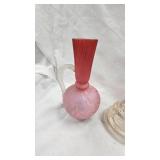 Pink and Rose Cased Vase,Cranberry Glass Pitcher