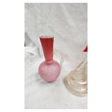 Pink and Rose Cased Vase,Cranberry Glass Pitcher