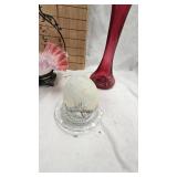 Jack in the Pulpit Cranberry Vase, Rumrill Planter, Cocatoo Figure