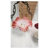 Jack in the Pulpit Cranberry Vase, Rumrill Planter, Cocatoo Figure