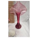 Jack in the Pulpit Cranberry Vase, Rumrill Planter, Cocatoo Figure