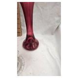 Jack in the Pulpit Cranberry Vase, Rumrill Planter, Cocatoo Figure