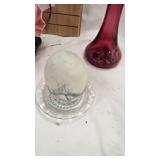 Jack in the Pulpit Cranberry Vase, Rumrill Planter, Cocatoo Figure